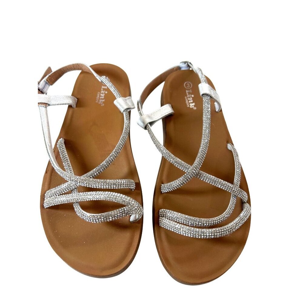 Link Comfort Girls Sandals Silver Sparkle Size 3